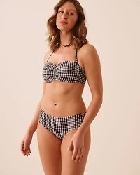 BLACK GINGHAM Bandeau Bikini Top