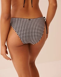 BLACK GINGHAM Side Tie Brazilian Bikini Bottom