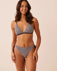 BLACK GINGHAM Side Tie Brazilian Bikini Bottom