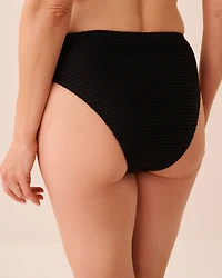 BLACK High Waist Crochet Cheeky Bikini Bottom