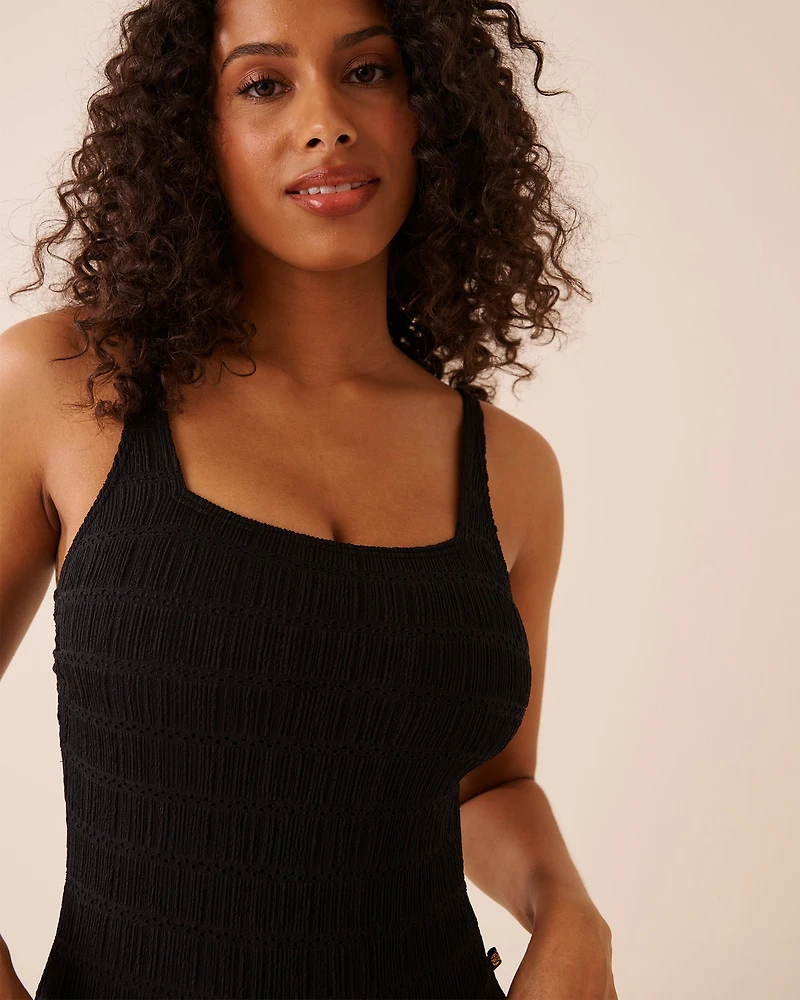 BLACK Square Neck One-piece Swimsuit