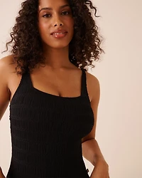 BLACK Square Neck One-piece Swimsuit