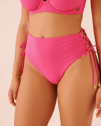 BRIGHT FUCHSIA High Waist Cheeky Bikini Bottom