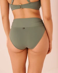 EARTHY GREEN Crossover High Waist Bikini Bottom