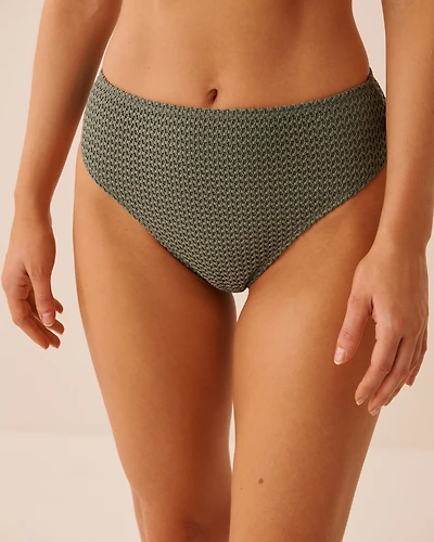 BLACK High Waist Crochet Cheeky Bikini Bottom