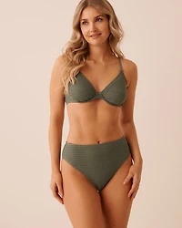 BLACK High Waist Crochet Cheeky Bikini Bottom