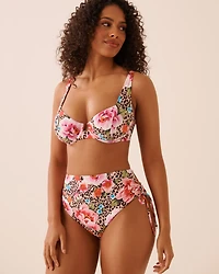 FLORAL LEOPARD D Cup Plunge Bikini Top