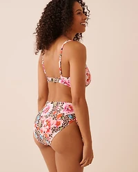 FLORAL LEOPARD D Cup Plunge Bikini Top
