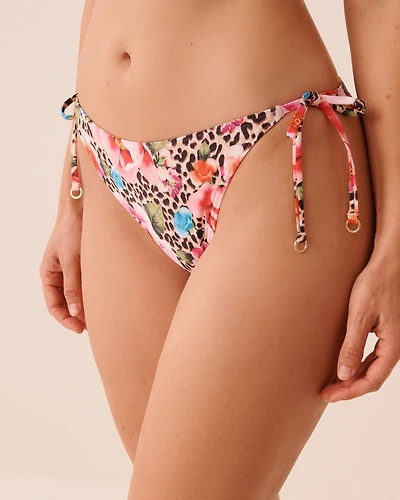 Bas de bikini brésilien noué aux hanches FLORAL LEOPARD