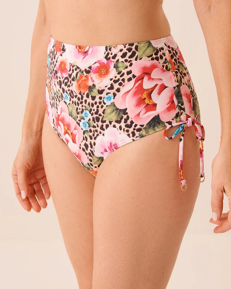 Bas de bikini taille haute noué FLORAL LEOPARD
