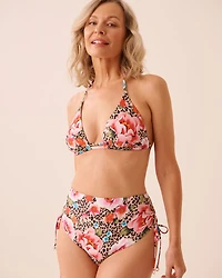Bas de bikini taille haute noué FLORAL LEOPARD