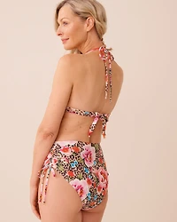 FLORAL LEOPARD Triangle Bikini Top