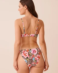 FLORAL LEOPARD Twist Bandeau Bikini Top