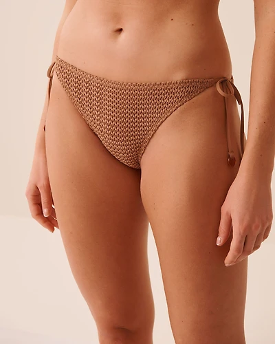 Bas de bikini brésilien noué aux hanches en crochet BLACK