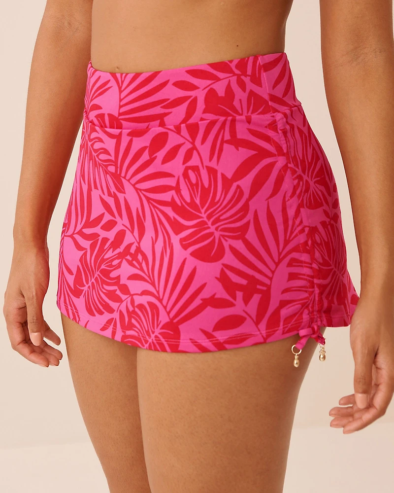 TROPICAL FUCHSIA High Waist Skirt Bikini Bottom