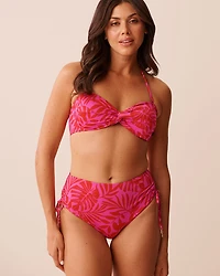 TROPICAL FUCHSIA Twisted Bandeau Bikini Top
