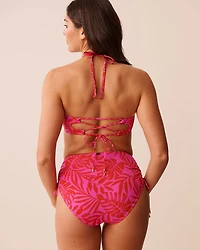 Haut de bikini bandeau torsadé TROPICAL FUCHSIA