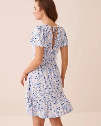 Floral Crepe Short Sleeve Dress
