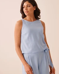 Rayon-Linen Wide Leg Pants