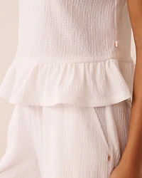 Camisole volantée en maille crêpe