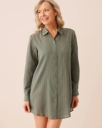 Striped Long Button-down Shirt