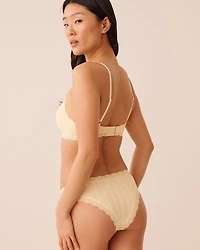 Bralette en coton pointelle bordure de dentelle