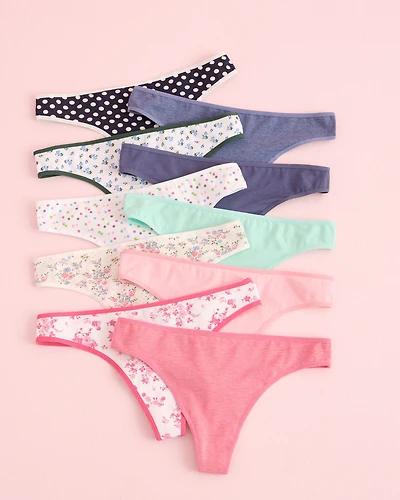 10-Pack Cotton Thong Panty
