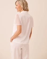 Chemisier en satin et chiffon à perles