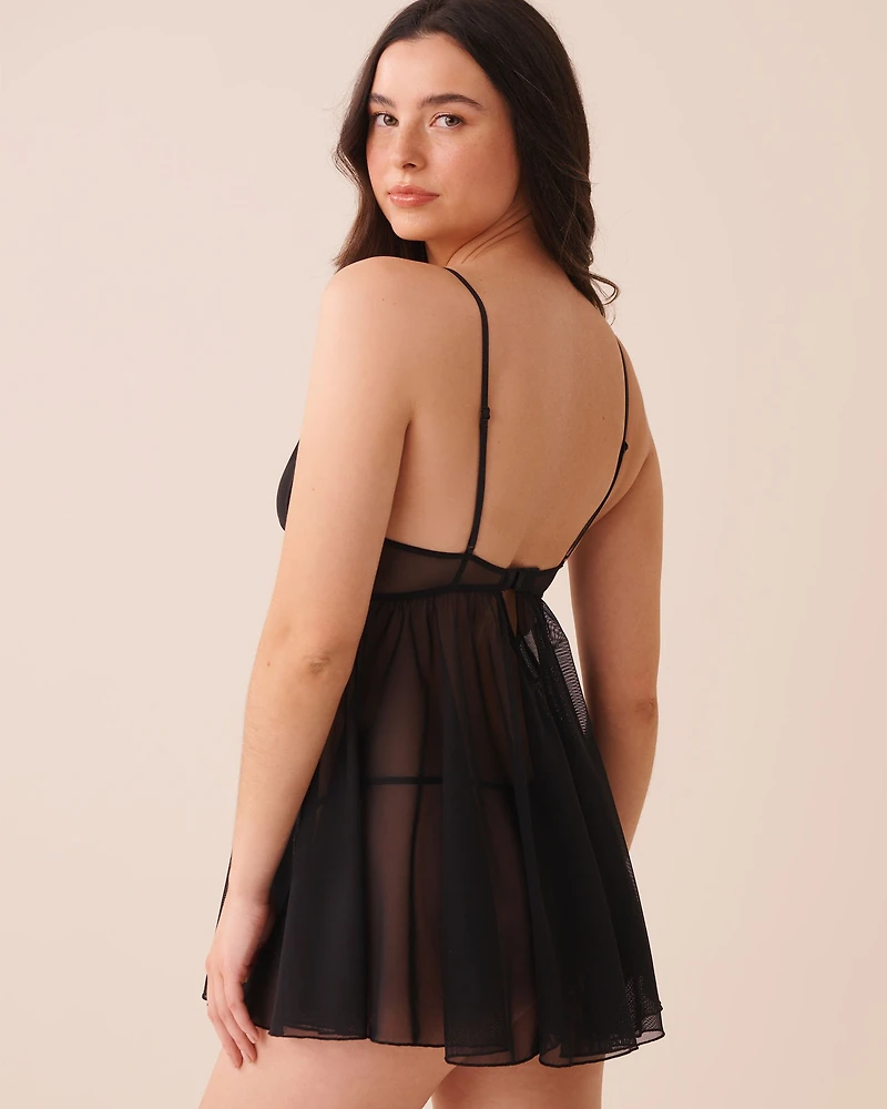 Floral Lace and Mesh Babydoll