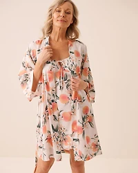 Peach Print Satin Kimono