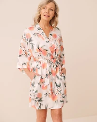 Peach Print Satin Kimono