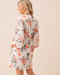 Peach Print Satin Kimono