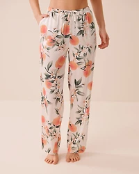 Pantalon en satin imprimé pêche