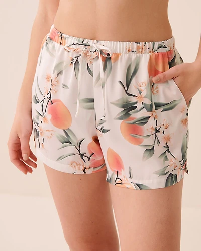 Short en satin imprimé pêche