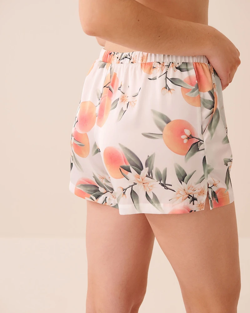 Short en satin imprimé pêche