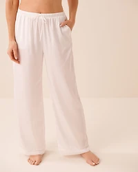 Pantalon en satin et chiffon