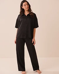 Short Sleeve Satin Pajama Set