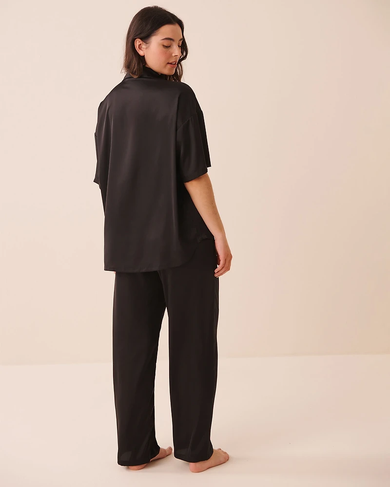 Short Sleeve Satin Pajama Set