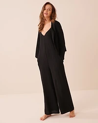 Tie-Front Crinkle Long Sleeve Top