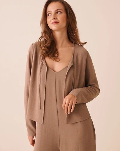 Chandail manches longues à nouer texture froissée