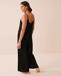 Combinaison jambe large texture froissée