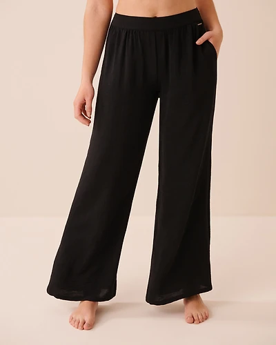 Pantalon jambe large texture froissée