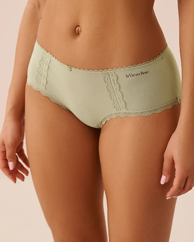 Culotte aux hanches coton et détails de dentelle
