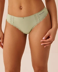 Cotton and Lace Detail Thong Panty