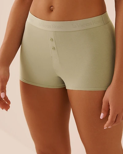Cotton and Logo Elastic Band High Waist Boyshort Panty