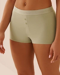 Cotton and Logo Elastic Band High Waist Boyshort Panty