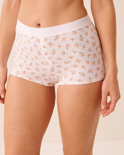 Culotte garçonne taille haute coton et bande élastique logo