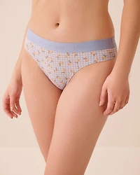 Cotton and Logo Elastic Band Thong Panty