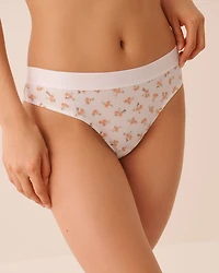 Cotton and Logo Elastic Band Thong Panty