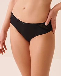 Culotte cheeky en microfibre et dentelle